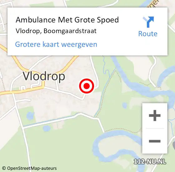 Locatie op kaart van de 112 melding: Ambulance Met Grote Spoed Naar Vlodrop, Boomgaardstraat op 15 maart 2022 20:20