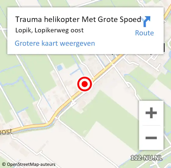 Locatie op kaart van de 112 melding: Trauma helikopter Met Grote Spoed Naar Lopik, Lopikerweg oost op 15 maart 2022 20:34