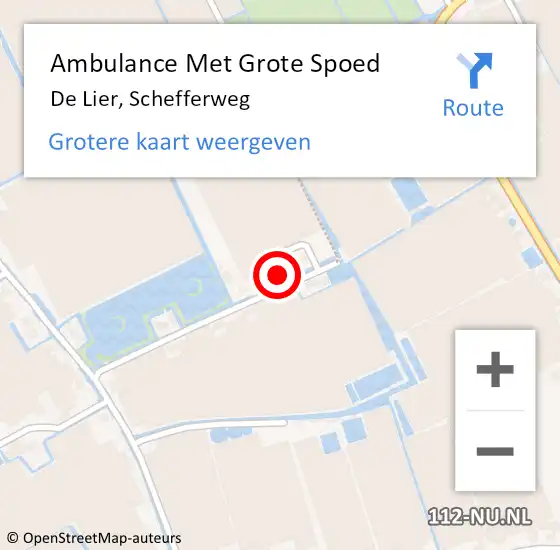 Locatie op kaart van de 112 melding: Ambulance Met Grote Spoed Naar De Lier, Schefferweg op 15 maart 2022 20:55