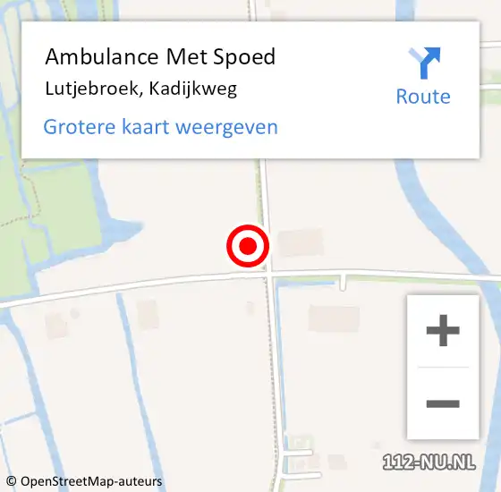 Locatie op kaart van de 112 melding: Ambulance Met Spoed Naar Lutjebroek, Kadijkweg op 15 maart 2022 20:59