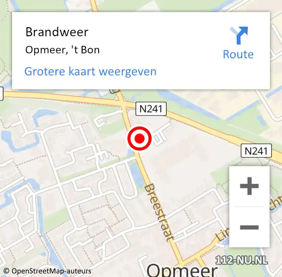 Locatie op kaart van de 112 melding: Brandweer Opmeer, 't Bon op 15 maart 2022 21:03