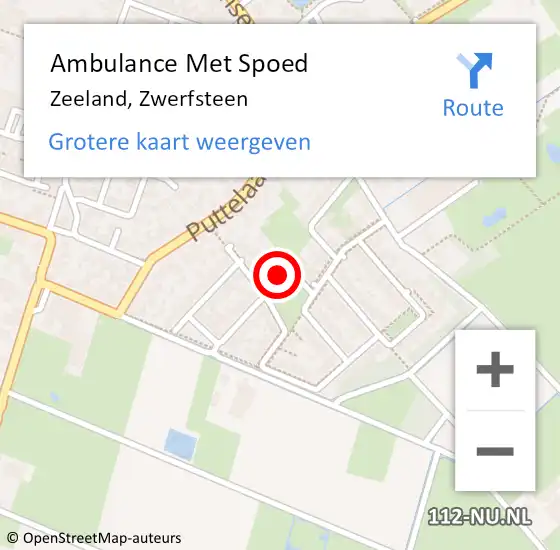 Locatie op kaart van de 112 melding: Ambulance Met Spoed Naar Zeeland, Zwerfsteen op 11 juli 2014 08:54