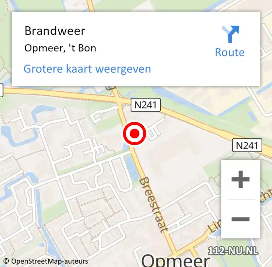 Locatie op kaart van de 112 melding: Brandweer Opmeer, 't Bon op 15 maart 2022 21:16