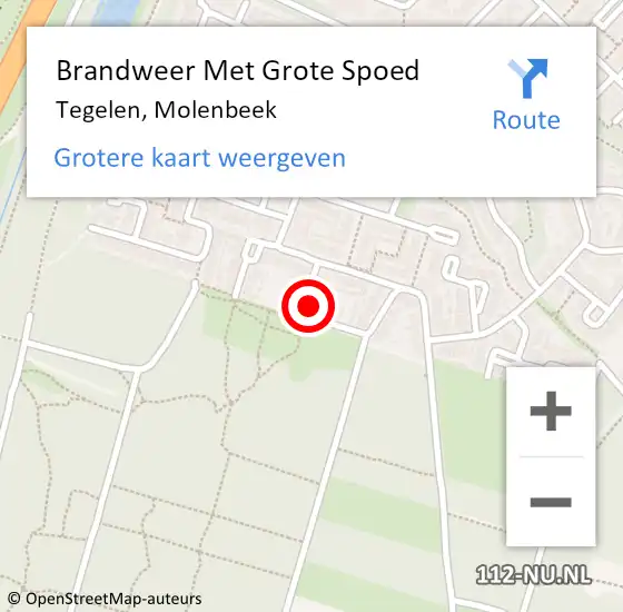 Locatie op kaart van de 112 melding: Brandweer Met Grote Spoed Naar Tegelen, Molenbeek op 15 maart 2022 21:17