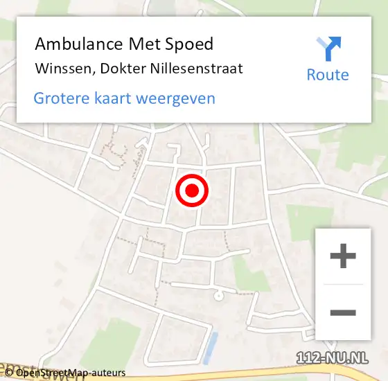 Locatie op kaart van de 112 melding: Ambulance Met Spoed Naar Winssen, Dokter Nillesenstraat op 15 maart 2022 21:41