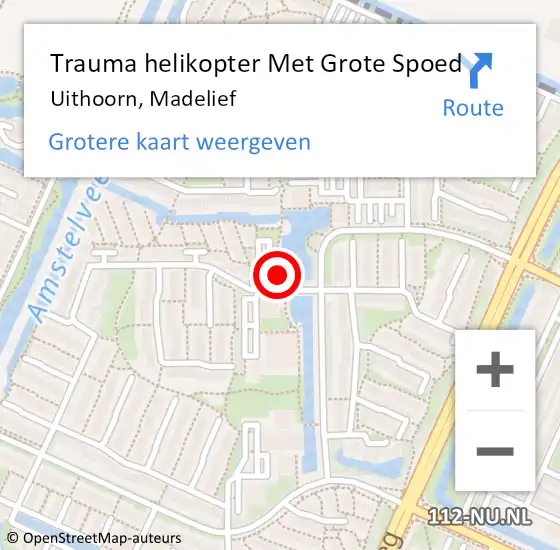 Locatie op kaart van de 112 melding: Trauma helikopter Met Grote Spoed Naar Uithoorn, Madelief op 15 maart 2022 21:54