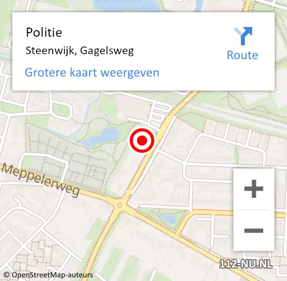 Locatie op kaart van de 112 melding: Politie Steenwijk, Gagelsweg op 15 maart 2022 22:02