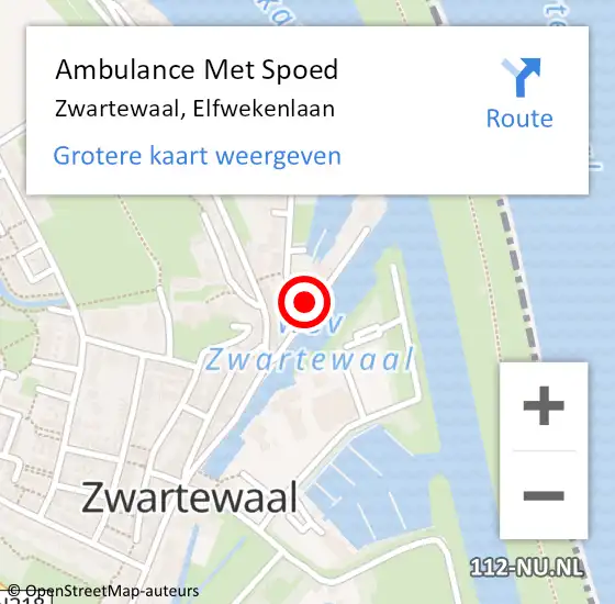 Locatie op kaart van de 112 melding: Ambulance Met Spoed Naar Zwartewaal, Elfwekenlaan op 15 maart 2022 22:05