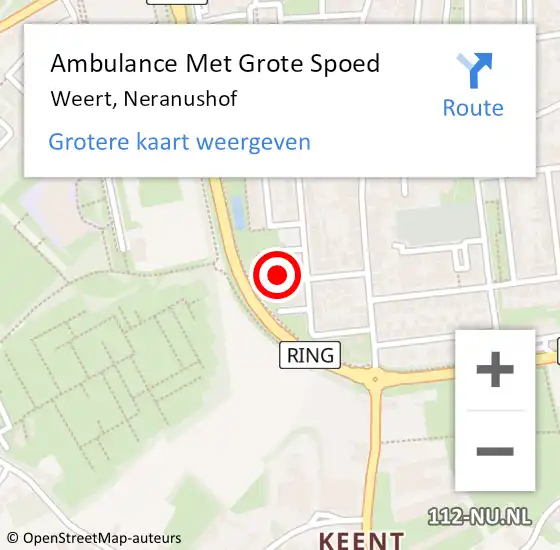 Locatie op kaart van de 112 melding: Ambulance Met Grote Spoed Naar Weert, Neranushof op 15 maart 2022 22:06