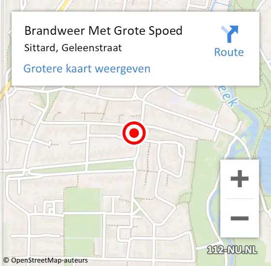 Locatie op kaart van de 112 melding: Brandweer Met Grote Spoed Naar Sittard, Geleenstraat op 16 maart 2022 00:59