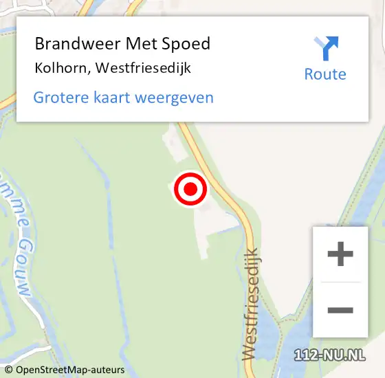 Locatie op kaart van de 112 melding: Brandweer Met Spoed Naar Kolhorn, Westfriesedijk op 11 juli 2014 09:09