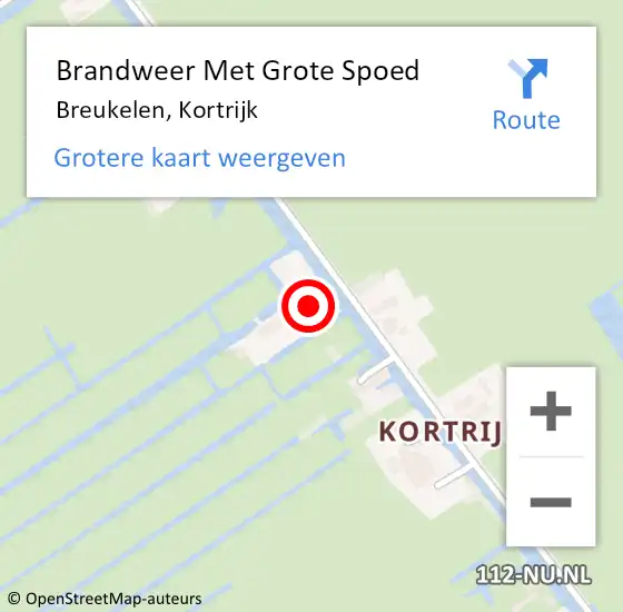 Locatie op kaart van de 112 melding: Brandweer Met Grote Spoed Naar Breukelen, Kortrijk op 16 maart 2022 04:30