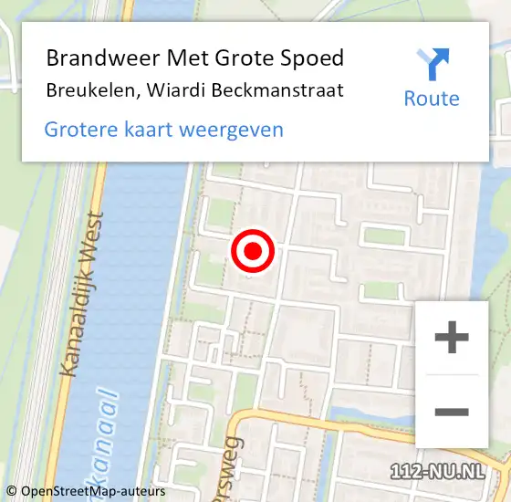 Locatie op kaart van de 112 melding: Brandweer Met Grote Spoed Naar Breukelen, Wiardi Beckmanstraat op 16 maart 2022 05:26