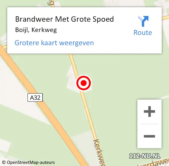 Locatie op kaart van de 112 melding: Brandweer Met Grote Spoed Naar Boijl, Kerkweg op 16 maart 2022 05:35