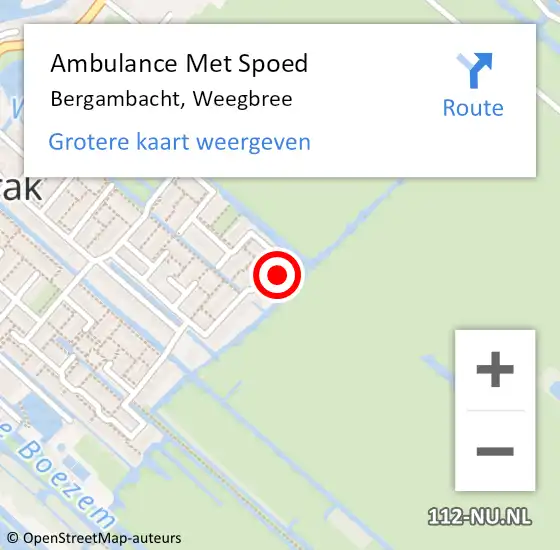 Locatie op kaart van de 112 melding: Ambulance Met Spoed Naar Bergambacht, Weegbree op 16 maart 2022 05:41