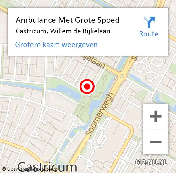 Locatie op kaart van de 112 melding: Ambulance Met Grote Spoed Naar Castricum, Willem de Rijkelaan op 16 maart 2022 06:34