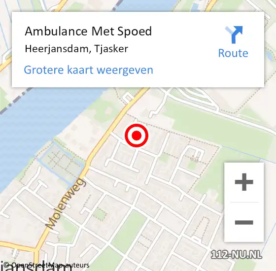 Locatie op kaart van de 112 melding: Ambulance Met Spoed Naar Heerjansdam, Tjasker op 16 maart 2022 06:57