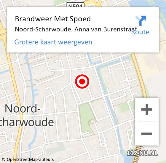 Locatie op kaart van de 112 melding: Brandweer Met Spoed Naar Noord-Scharwoude, Anna van Burenstraat op 16 maart 2022 07:14