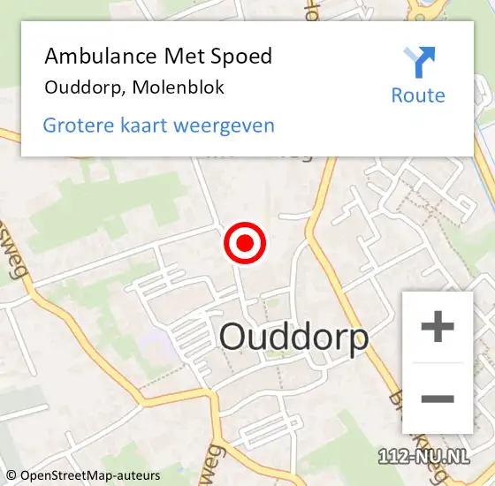 Locatie op kaart van de 112 melding: Ambulance Met Spoed Naar Ouddorp, Molenblok op 16 maart 2022 07:20