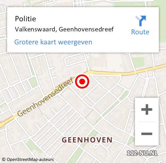 Locatie op kaart van de 112 melding: Politie Valkenswaard, Geenhovensedreef op 16 maart 2022 08:29