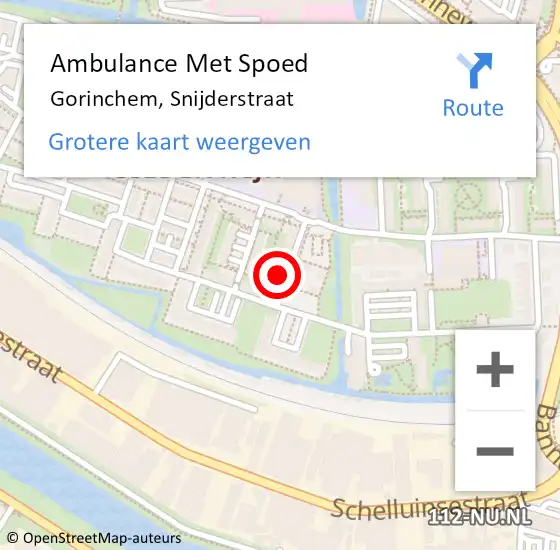 Locatie op kaart van de 112 melding: Ambulance Met Spoed Naar Gorinchem, Snijderstraat op 16 maart 2022 08:41