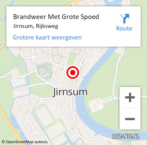 Locatie op kaart van de 112 melding: Brandweer Met Grote Spoed Naar Jirnsum, Rijksweg op 16 maart 2022 08:51