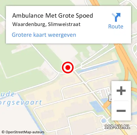 Locatie op kaart van de 112 melding: Ambulance Met Grote Spoed Naar Waardenburg, Slimweistraat op 16 maart 2022 08:57