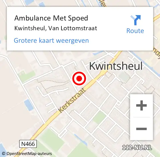 Locatie op kaart van de 112 melding: Ambulance Met Spoed Naar Kwintsheul, Van Lottomstraat op 16 maart 2022 09:12