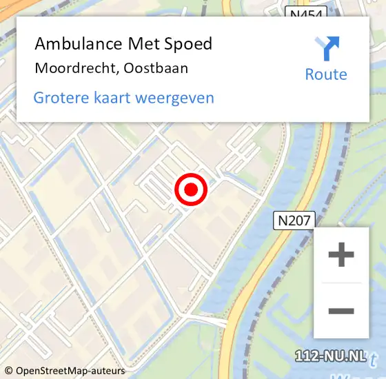 Locatie op kaart van de 112 melding: Ambulance Met Spoed Naar Moordrecht, Oostbaan op 16 maart 2022 10:06