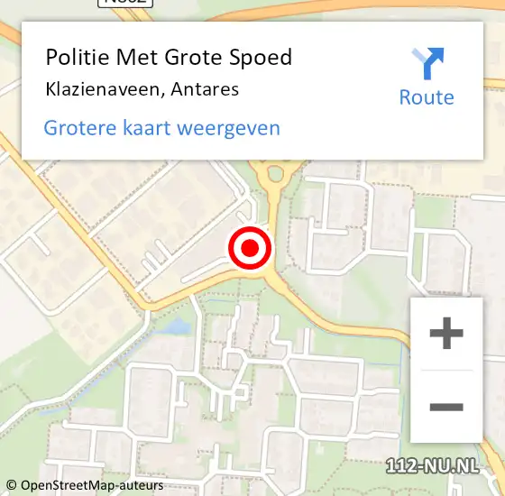 Locatie op kaart van de 112 melding: Politie Met Grote Spoed Naar Klazienaveen, Antares op 16 maart 2022 10:10