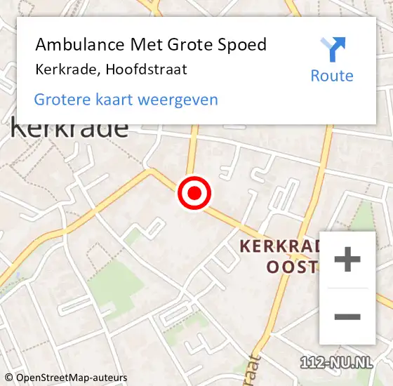 Locatie op kaart van de 112 melding: Ambulance Met Grote Spoed Naar Kerkrade, Hoofdstraat op 16 maart 2022 10:43