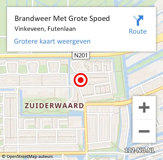 Locatie op kaart van de 112 melding: Brandweer Met Grote Spoed Naar Vinkeveen, Futenlaan op 16 maart 2022 10:44