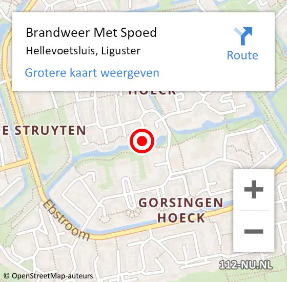 Locatie op kaart van de 112 melding: Brandweer Met Spoed Naar Hellevoetsluis, Liguster op 16 maart 2022 10:54