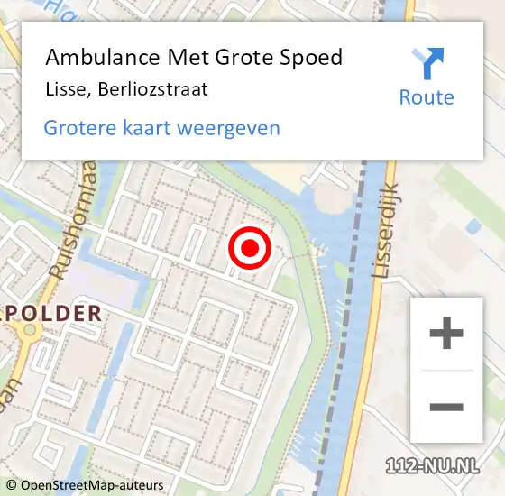 Locatie op kaart van de 112 melding: Ambulance Met Grote Spoed Naar Lisse, Berliozstraat op 16 maart 2022 11:20