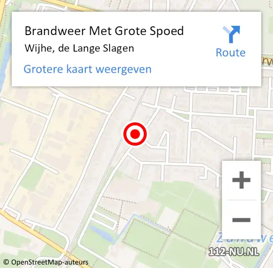 Locatie op kaart van de 112 melding: Brandweer Met Grote Spoed Naar Wijhe, de Lange Slagen op 16 maart 2022 11:40