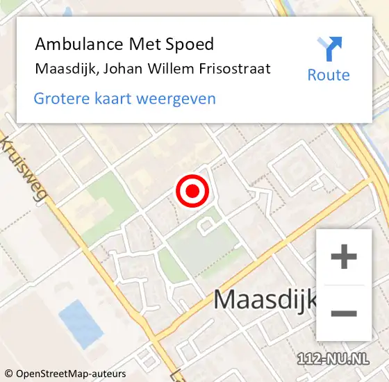 Locatie op kaart van de 112 melding: Ambulance Met Spoed Naar Maasdijk, Johan Willem Frisostraat op 16 maart 2022 11:56