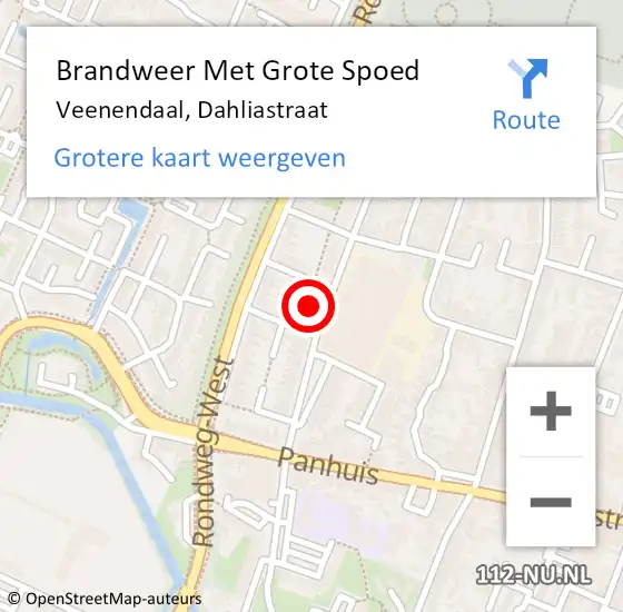 Locatie op kaart van de 112 melding: Brandweer Met Grote Spoed Naar Veenendaal, Dahliastraat op 16 maart 2022 12:07