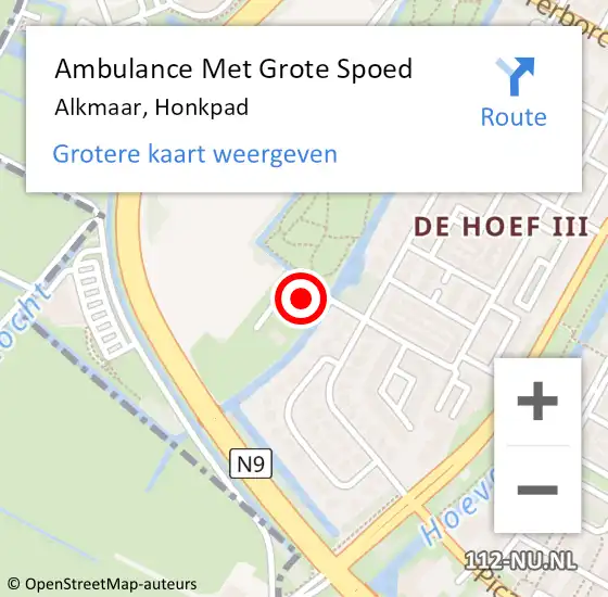 Locatie op kaart van de 112 melding: Ambulance Met Grote Spoed Naar Alkmaar, Honkpad op 16 maart 2022 12:34