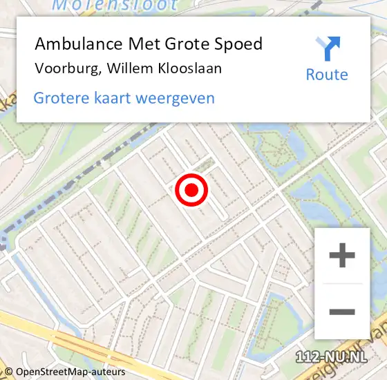 Locatie op kaart van de 112 melding: Ambulance Met Grote Spoed Naar Voorburg, Willem Klooslaan op 16 maart 2022 12:35