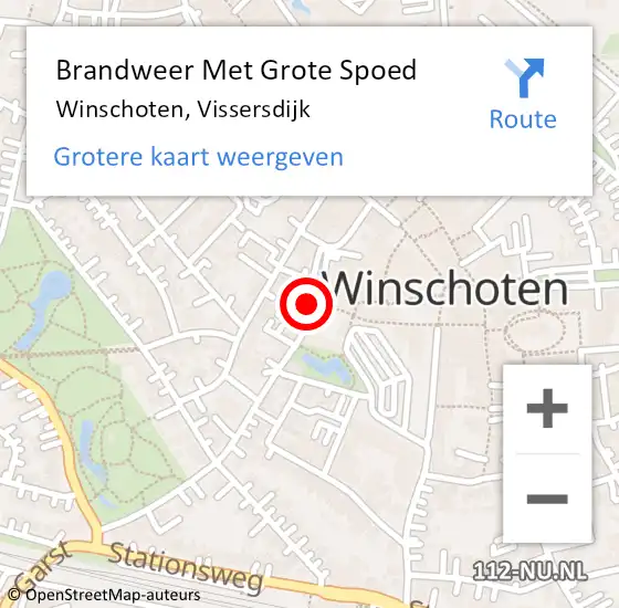 Locatie op kaart van de 112 melding: Brandweer Met Grote Spoed Naar Winschoten, Vissersdijk op 16 maart 2022 12:40