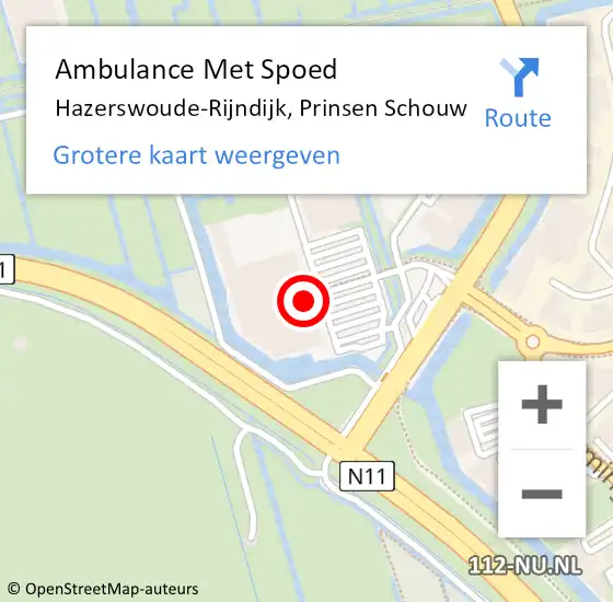 Locatie op kaart van de 112 melding: Ambulance Met Spoed Naar Hazerswoude-Rijndijk, Prinsen Schouw op 16 maart 2022 12:40