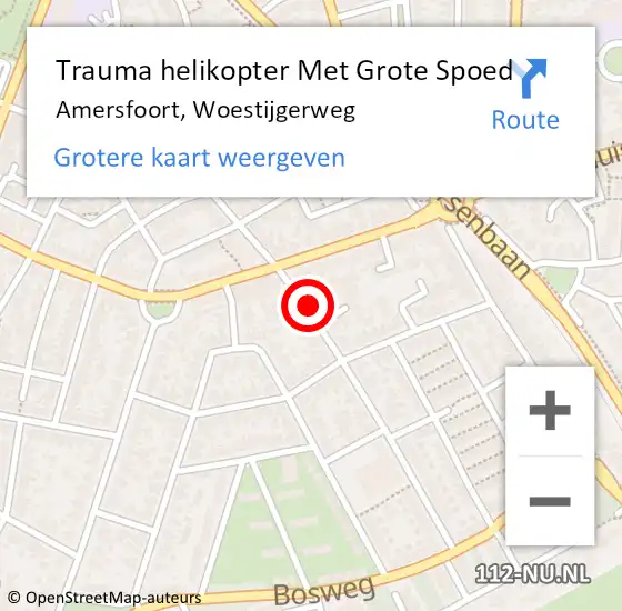 Locatie op kaart van de 112 melding: Trauma helikopter Met Grote Spoed Naar Amersfoort, Woestijgerweg op 16 maart 2022 12:44