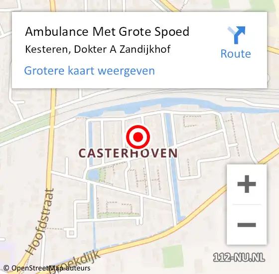 Locatie op kaart van de 112 melding: Ambulance Met Grote Spoed Naar Kesteren, Dokter A Zandijkhof op 16 maart 2022 12:52