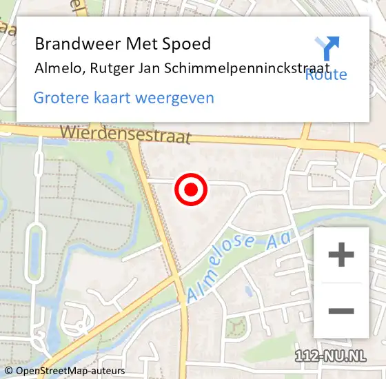 Locatie op kaart van de 112 melding: Brandweer Met Spoed Naar Almelo, Rutger Jan Schimmelpenninckstraat op 16 maart 2022 13:22