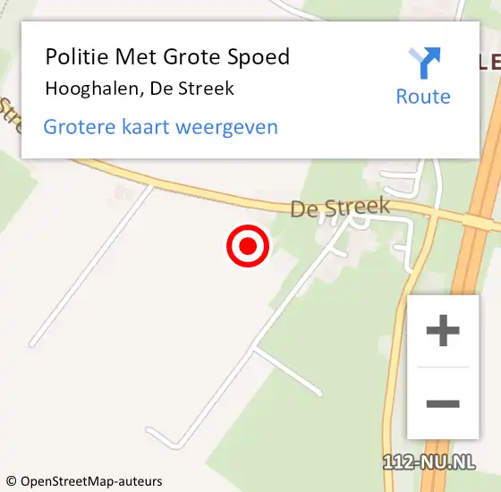 Locatie op kaart van de 112 melding: Politie Met Grote Spoed Naar Hooghalen, De Streek op 16 maart 2022 13:39