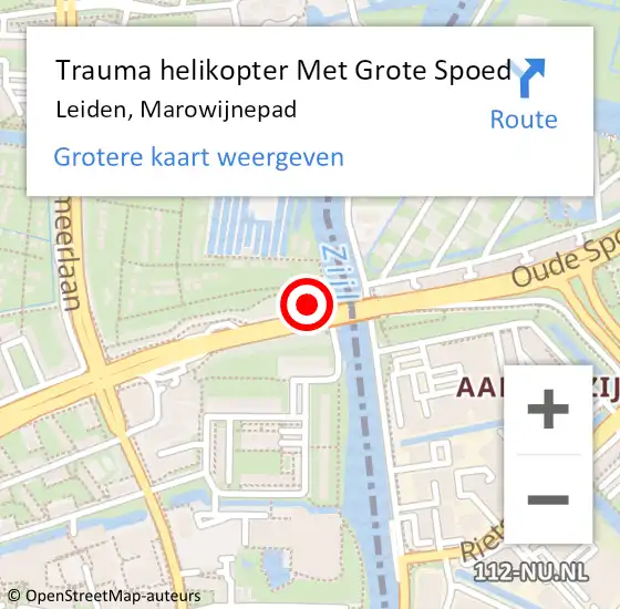 Locatie op kaart van de 112 melding: Trauma helikopter Met Grote Spoed Naar Leiden, Marowijnepad op 16 maart 2022 13:39