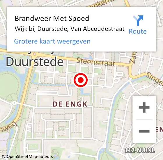 Locatie op kaart van de 112 melding: Brandweer Met Spoed Naar Wijk bij Duurstede, Van Abcoudestraat op 16 maart 2022 13:43