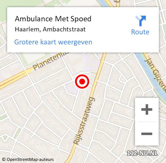 Locatie op kaart van de 112 melding: Ambulance Met Spoed Naar Haarlem, Ambachtstraat op 16 maart 2022 13:51