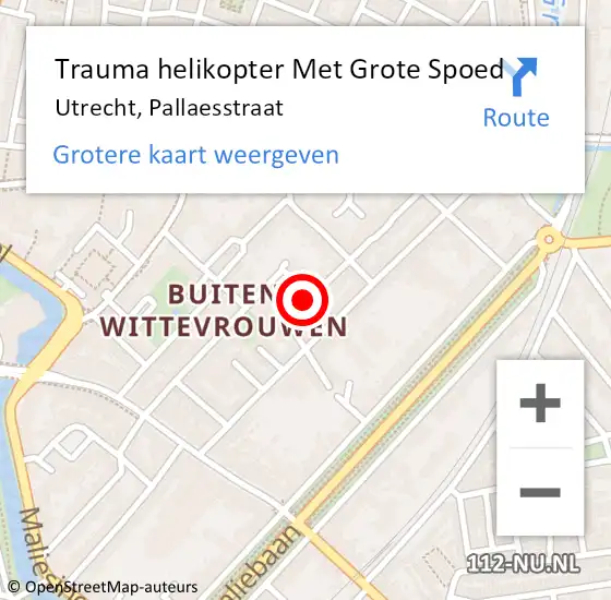 Locatie op kaart van de 112 melding: Trauma helikopter Met Grote Spoed Naar Utrecht, Pallaesstraat op 16 maart 2022 14:28