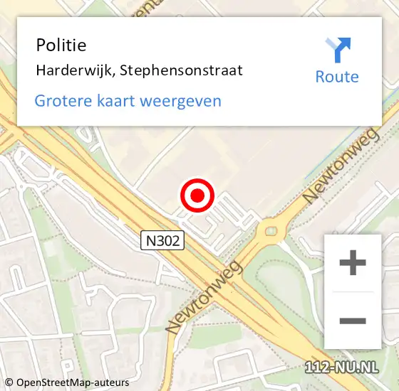 Locatie op kaart van de 112 melding: Politie Harderwijk, Stephensonstraat op 16 maart 2022 14:44